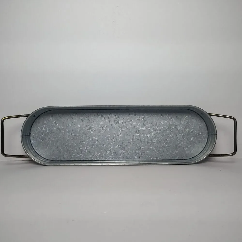 Better Homes And Gardens Galvanized Oval Farmhouse Metal Planter Tub Tray